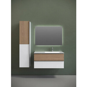 Тумба с раковиной Sancos Delta 100х45 правая, дуб светлый/белый (DL100RW, CN7015)