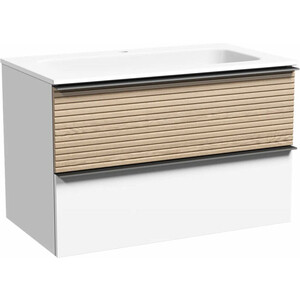 Тумба с раковиной Sancos Delta 80х45 дуб светлый/белый (DL80W, CN7012)