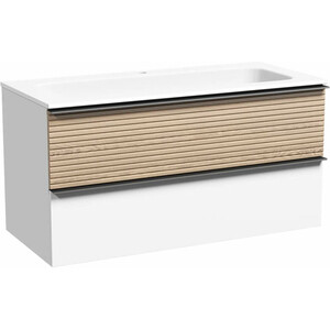 Тумба с раковиной Sancos Delta 100х45 дуб светлый/белый (DL100W, CN7013)