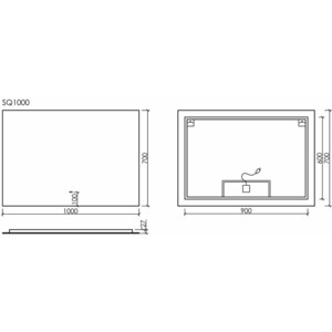 Зеркало Sancos Square 100х70 подсветка, сенсор (SQ1000)