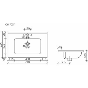 Раковина мебельная Ceramicanova Element 71х47 черная матовая (CN7007MB)