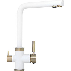Смеситель для кухни TopZero Alphons 07 BR с подключением фильтра, белый/бронза