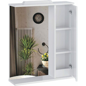 Зеркало-шкаф Sanstar Адель 60х70 с подсветкой, белый (174.1-2.4.1.)