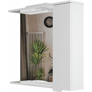 Зеркало-шкаф Sanstar Лайн 80х75 с подсветкой, белый (144.1-2.5.1.)