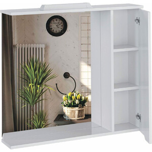 Зеркало-шкаф Sanstar Лайн 80х75 с подсветкой, белый (144.1-2.5.1.)