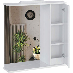 Зеркало-шкаф Sanstar Модена 70х75 с подсветкой, белый (175.1-2.4.1.АДЕ)