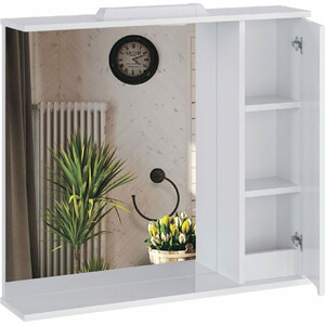 Зеркало-шкаф Sanstar Модена 80х75 с подсветкой, белый (176.1-2.4.1.АДЕ)