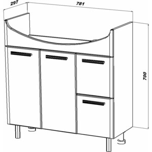 Тумба под раковину Sanstar Аура 80х30 белая (344.1-1.4.1.)