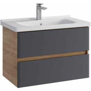 Тумба под раковину Sanstar Инфинити 80х45 дуб сонома светлый/графит софт (396.1-1.4.1.)