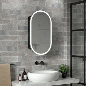 Зеркало-шкаф Reflection Black 45х80 подсветка, датчик движения, черный (RF2003BL)