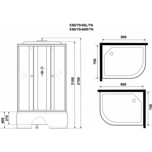 Душевая кабина Niagara Eco E90/70/40L/TN 90х70х215 левая