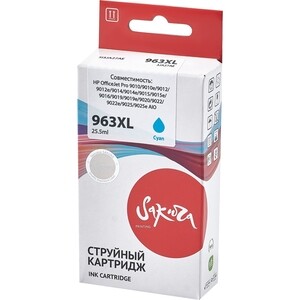 Картридж Sakura 3JA27AE (№963XL Cyan) для HP, голубой, 25,5 мл., 1600 к.