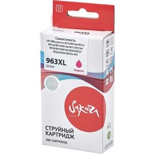 Картридж Sakura 3JA28AE (№963XL Magenta) для HP, пурпурный, 25,5 мл., 1600 к.