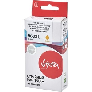 Картридж Sakura 3JA29AE (№963XL Yellow) для HP, желтый, 25,5 мл., 1600 к.