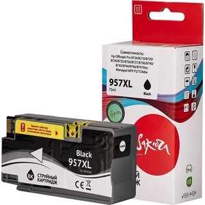Картридж Sakura L0R40AE (№957XL Black) для HP, черный, 73 мл., 3000 к.
