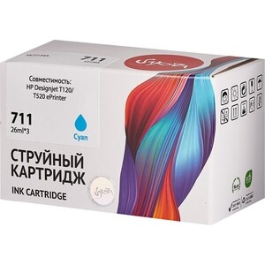 Набор картриджей Sakura CZ134A (№711 Cyan 3-pack) для HP, голубой, 26 мл. (3шт)