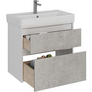 Тумба под раковину Lemark Combi 80х45 бетон/белый глянец (LM03C80T-Beton)