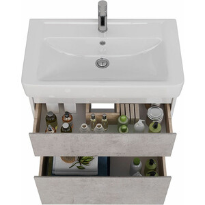 Тумба под раковину Lemark Combi 80х45 бетон/белый глянец (LM03C80T-Beton)