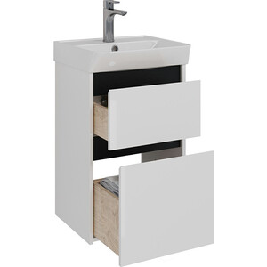 Тумба под раковину Lemark Combi 45х35 черный/белый глянец (LM03C45T-black)