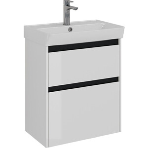Тумба под раковину Lemark Combi 60х35 черный/белый глянец (LM03C60T-black)