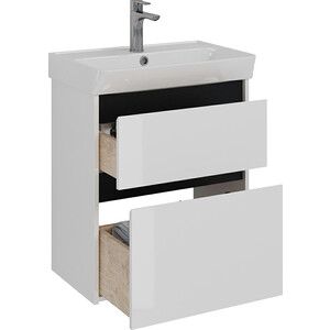 Тумба под раковину Lemark Combi 60х35 черный/белый глянец (LM03C60T-black)