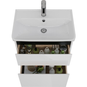 Тумба под раковину Lemark Combi 60х35 черный/белый глянец (LM03C60T-black)