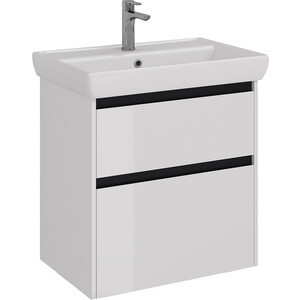 Тумба под раковину Lemark Combi 70х45 черный/белый глянец (LM03C70T-black)