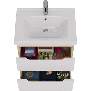 Тумба под раковину Lemark Olivia 65х45 белый глянец/дуб кантри (LM08OL65T)