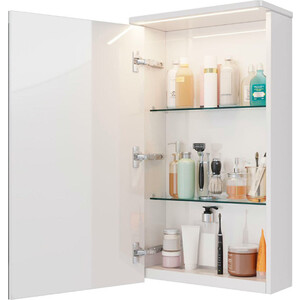 Зеркальный шкаф Lemark Zenon 45х80 левый, с подсветкой, белый глянец (LM45ZS-Z)