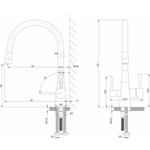 Смеситель для кухни Lemark Comfort с подключением к фильтру, бронза/бежевый (LM3075B-Beige)
