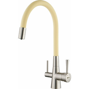 Смеситель для кухни Lemark Comfort с подключением к фильтру, никель/бежевый (LM3075BN-Beige)