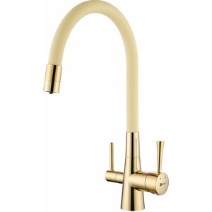 Смеситель для кухни Lemark Comfort с подключением к фильтру, золото/бежевый (LM3075G-Beige)