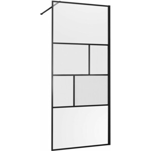 Душевая перегородка Vincea Walk-In HP Art 100х200 прозрачная/рифленая, черная (VSW-1HC100CFB)