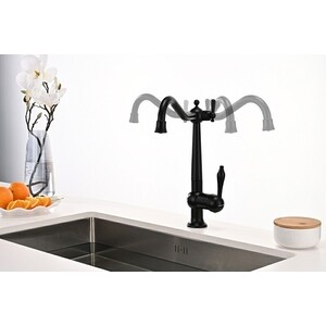 Смеситель для кухни Paulmark Retro с подключением фильтра, антрацит (Re213226-401)