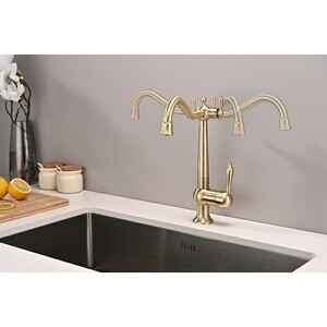 Смеситель для кухни Paulmark Retro с подключением фильтра, бронза (Re213226-BR)