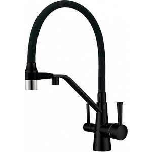 Смеситель для кухни ZorG Sanitary с подключением фильтра, черный матовый (ZR 356 YF-BLACK NICKEL)