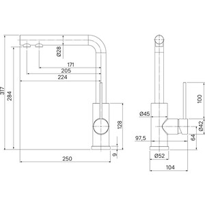 Смеситель для кухни IDDIS Rule с подключением фильтра, сталь (RULSTLFi05)