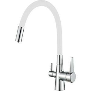 Смеситель для кухни Haiba HB858-8 с подключением фильтра, хром/белый (HB76858-8)