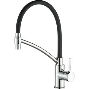 Смеситель для кухни Haiba HB643-7 гибкий излив, хром/черный (HB73643-7)