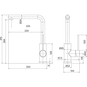 Смеситель для кухни IDDIS Rule с подключением фильтра, черный матовый (RULBLL0i05)