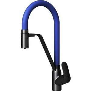 Смеситель для кухни Am.Pm Like с подключением фильтра, черный матовый/синий (F8007827)