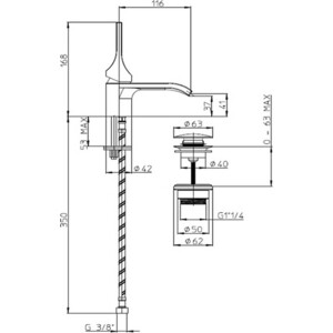 Смеситель для раковины Bossini Apice с донным клапаном, хром (E89600.030)