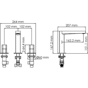 Смеситель для раковины Wasserkraft Naab на 3 отверстия, хром (8635)