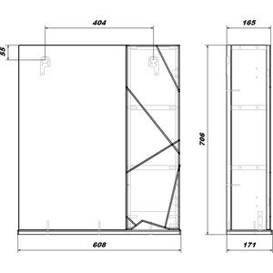Зеркальный шкаф Sanstar Линни 60х70 белый (273.1-2.4.1.КАС)