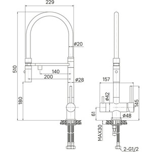 Смеситель для кухни IDDIS Ace с подключением фильтра, графит (ACEGMFFi05)