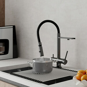 Смеситель для кухни IDDIS Ace с подключением фильтра, графит (ACEGMFFi05)