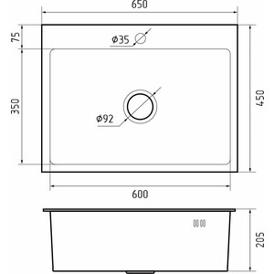 Кухонная мойка GranFest Metal 6545 PVD графит