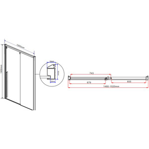 Душевая дверь Vincea Lugano 150х195 прозрачная, черная (VDS-1L150CLB-1)