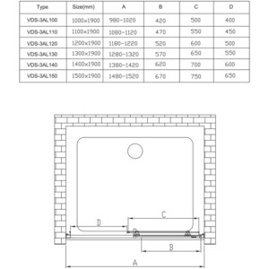 Душевая дверь Vincea Alpha 120х190 прозрачная, черная (VDS-3AL120CLB)