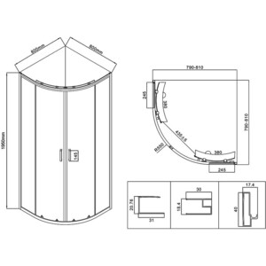 Душевой уголок Vincea City 80х80 прозрачный, хром (VSQ-5CT800CL)